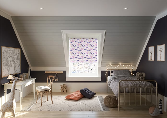 Butterfly Garden, Enchanting Purples - Motorised Roman Blind - Image 8